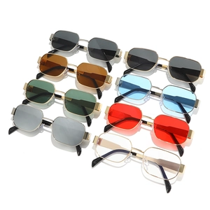 Octagonal metal frame sunglasses in seven assorted colors with UV protection
