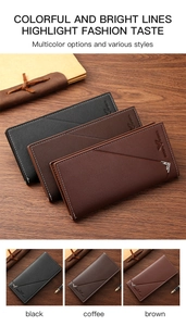 Detalle de carteras largas para hombre con textura granulada y esquineras de metal sólido