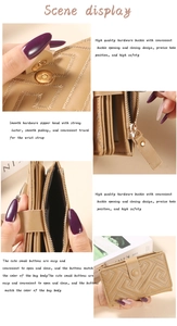 Detail of light brown wallet showing smooth zipper and multiple interior card slots