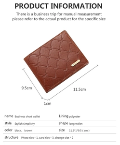 Detailed dimensions and internal structure of this brown PU leather men's short wallet
