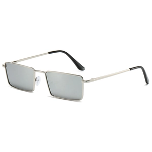Silver square metal frame sunglasses with reflective mirror lenses for a modern retro look