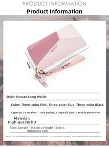 Detail of long PU leather wallet showing internal card slots and compartments for phone