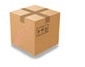 Brown corrugated shipping box with top cross-seal and transport icons on white background