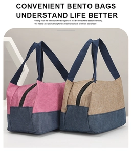 Detailansicht der zweifarbigen Bento-Taschen in Pink und Beige mit stabilen Griffen