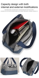 Detailansicht der Canvas-Tasche mit großem Fassungsvermögen für Laptop und Zubehör