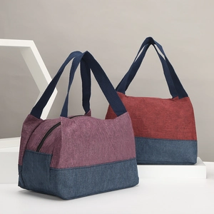 Kontrastfarbene Canvas-Lunchtasche mit breiten Griffen und Reißverschluss für den Alltag