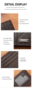 Macro detail of brown leather wallet featuring neat stitching and multiple card slots