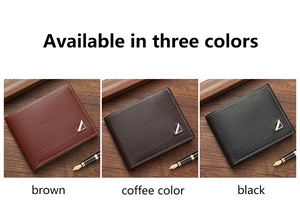 Short leather wallet set in brown, coffee, and black with visible stitching detail