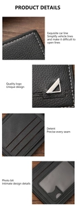 Detail of lychee pattern leather wallet with white stitching and card slots