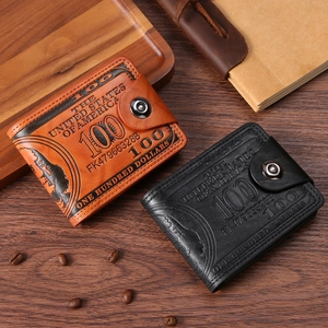 Men Bifold Wallet PU Leather US Dollar Pattern Multi Card Slots Snap Button Retro Short Purse For Daily Use