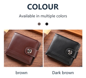 Business men's wallet detail showing brown and dark brown styles with embossed texture