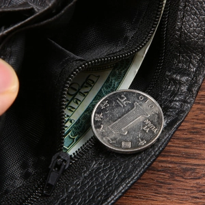 Men's large capacity PU leather wallet featuring a secure inner zipper coin pocket