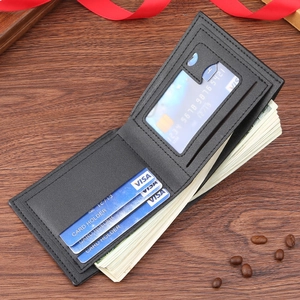 Classic black bifold leather wallet for men with multi-card slots and cash compartment