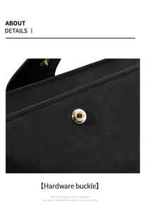 Detail shot of a golden metal snap button on black matte textured leather wallet fabric