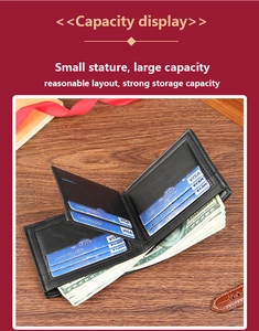 Top view of men's bifold wallet showing multi-card slots and large bill compartment