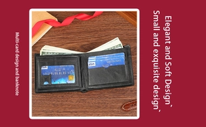 Macro detail of the multi-card slot design inside the soft black leather men's wallet
