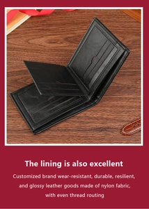 Detail view of durable nylon lining and precise even stitching on men's leather wallet