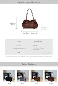 Detailed size specifications and material properties of the large leopard print shoulder bag