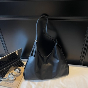 Borsa Tote in Pelle PU da Donna di Grande Capacità Minimalista con Cuciture Tinta Unita Borsa a Tracolla Sottobraccio Moda Pendolare