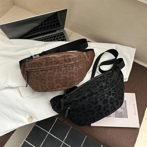 Women Retro Leopard Print Chest Bag Faux Suede Crossbody Waist Bag Casual Streetwear Fanny Pack For Daily Travel