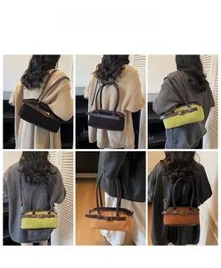 Trois couleurs élégantes de sacs portés par des modèles sous différents angles et poses