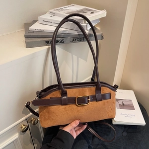 Sac À Épaule Sous L'aisselle Pour Femmes Vintage Texture Daim Cuir PU Grande Capacité Navette Design De Niche Tote