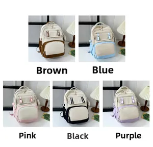 Collage showing five different color options of the minimalist student school backpack