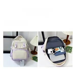 Internal storage view of the large capacity canvas backpack for students and travel
