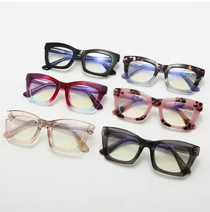 Detailed collection of six stylish square anti-blue light glasses in various colors