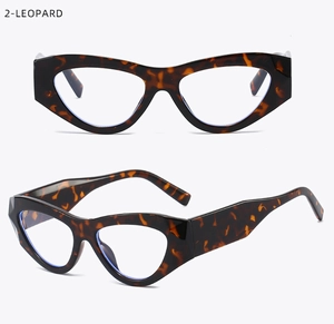 Front and side view of cat-eye eyewear frames with classic leopard tortoiseshell pattern