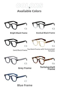 Grid view showcasing seven color options for vintage Wellington style sunglasses frames