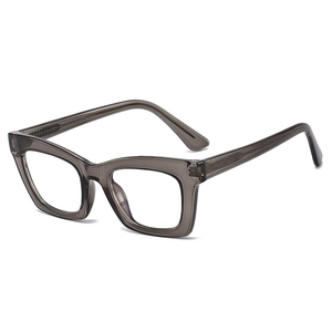 Fashionable transparent grey square eyeglasses frames with retro large frame for women