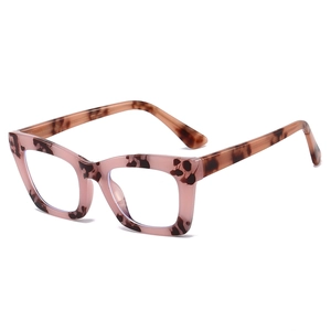 Modern oversized pink leopard print tortoise shell eyeglass frames for women