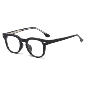 Classic TR90 black square frame glasses with silver arrow rivets and metal core temples