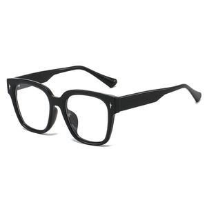 Lunettes carrées en TR90 noir avec rivets étoiles argentés et verres clairs