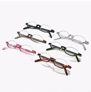 Collection of retro small round frames in black, olive green, and tortoiseshell colors