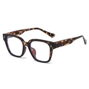 Lunettes TR90 écaillées à monture carrée large avec rivets en étoile argentés chic