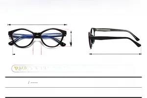 Dimensions détaillées et guide des tailles pour montures de lunettes œil-de-chat TR90
