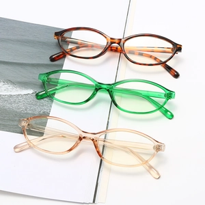 Vintage oval glasses in tortoiseshell, transparent green and champagne light frames