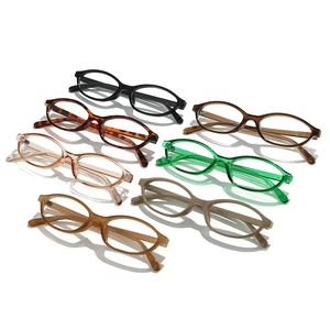 Retro oval frame eyeglasses set in multiple colors like tortoiseshell and black for women