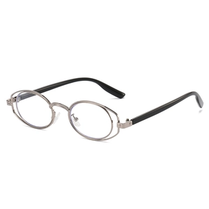 Oval Glasses Frame Double Ring Metal Anti Blue Light Retro Future Tech Fashion Optical Eyewear For Men Women