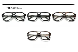 Classic pilot glasses frames in black and leopard patterns with double bridge design