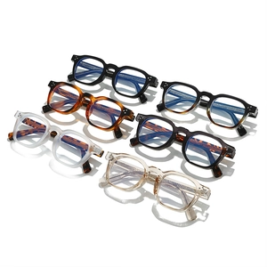 Retro square thick-frame blue light blocking glasses in six assorted stylish colors