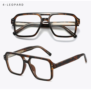 Close-up of leopard double bridge aviator frames with silver rivets and metal core