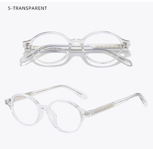 Macro detail of transparent eyewear frame showing silver metal core with engraved pattern