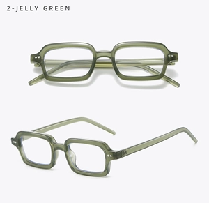 Detail view of Jelly Green rectangular eyewear frame with thick transparent TR90 texture