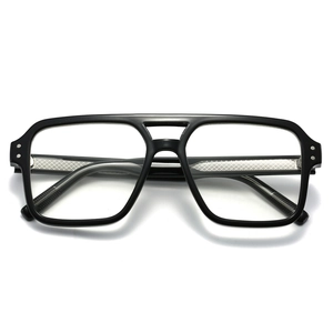 Retro Aviator Optical Glasses Frames Double Bridge Anti Blue Light Large Square Eyewear Plastic Metal Unisex