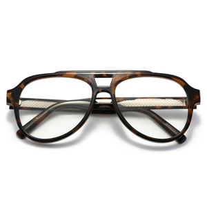 Classic double bridge aviator sunglasses in tortoise shell frame with gold metal details