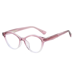 Monture de lunettes œil de chat rose dégradé en TR90 avec branches à texture losange