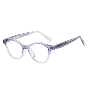 Monture de lunettes œil-de-chat en TR90 violet translucide avec finition dégradée